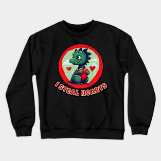 Kids  Dinosaur I steal hearts  Boys valentines day dino Premium Crewneck Sweatshirt